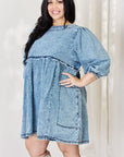 HEYSON Full Size Oversized Denim Babydoll Dress