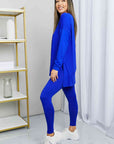 Zenana Ready to Relax Full Size Brushed Microfiber Loungewear Set in Bright Blue