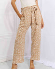 Heimish Right Angle Full Size Geometric Printed Pants in Tan