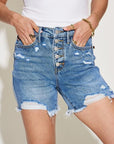 Judy Blue Full Size Ripped Button Fly Denim Shorts