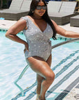 Marina West Swim Full Size Float On Ruffle Faux Wrap One-Piece in Black