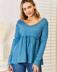 Jade By Jane Full Size Frill Trim Babydoll Blouse