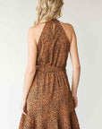 First Love Full Size Leopard Belted Sleeveless Dress