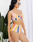 Marina West Swim Take A Dip Twist High-Rise Bikini in Stripe