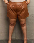 HEYSON Leather Baby Full Size High Waist Vegan Leather Shorts